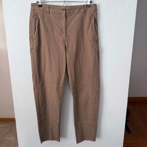 Eileen Fisher tan khaki organic cotton and hemp pants Size 10